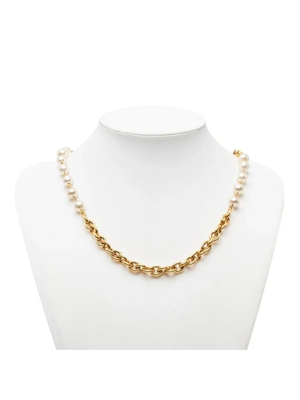 Chanel Vintage Necklace Gold Plated Faux Pearl